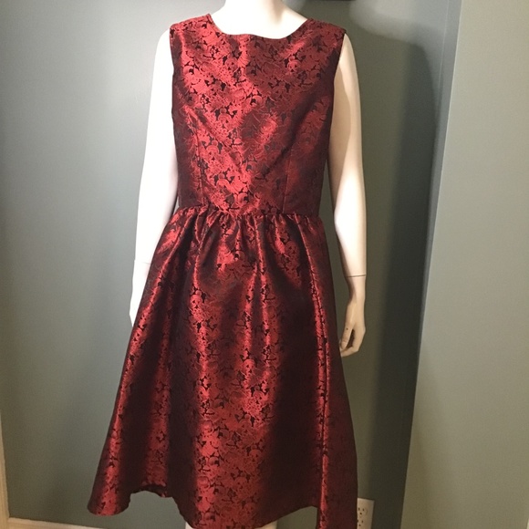 Red and Black Jacquard Party Dress NWOT - Picture 1 of 5